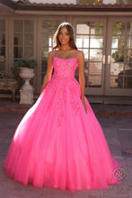 Load image into Gallery viewer, Nox Anabel H1464 - Shimmer Tulle A Line Sequin Prom Dress Ballgown Scoop Neck Pageant