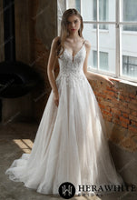 Load image into Gallery viewer, HW3029 HERAWHITE Beaded A-Line Wedding Dress with Spaghetti Straps