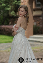 Load image into Gallery viewer, HW3053 HERAWHITE Tulle Off-The-Shoulder Sweetheart Lace Ballgown With Slit