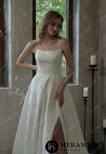 Load image into Gallery viewer, HW3043 HERAWHITE Scoop Neckline Brocade Satin Ballgown With Pockets