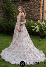 Load image into Gallery viewer, HW3042 HERAWHITE Romantic Square Neckline 3D Flowers Bridal Gown With Detachable Sleeves