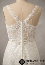 Load image into Gallery viewer, HW2830 HERAWHITE Romantic Boho Lace Sweetheart Neckline Sheath Bridal Dress