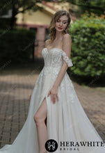 Load image into Gallery viewer, HW3053 HERAWHITE Tulle Off-The-Shoulder Sweetheart Lace Ballgown With Slit