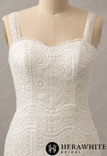 Load image into Gallery viewer, HW2830 HERAWHITE Romantic Boho Lace Sweetheart Neckline Sheath Bridal Dress