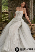 Load image into Gallery viewer, Hera White Bridal HW3429 - Beaded Sequins Lace And Detachable Overskirt Wedding Gown