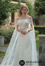 Load image into Gallery viewer, HW3074 HERAWHITE Plunging V-neck Beaded Crepe Fit And Flare Wedding Dress