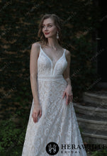 Load image into Gallery viewer, HW3044 HERAWHITE Summer Boho Lace Wedding Dress With Spaghetti Straps