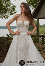 Load image into Gallery viewer, Hera White Bridal HW3429 - Beaded Sequins Lace And Detachable Overskirt Wedding Gown