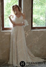 Load image into Gallery viewer, HW3049 HERAWHITE Allover Lace Boho Sweetheart Wedding Gown With Corset Back