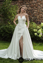 Load image into Gallery viewer, HW3071 HERAWHITE Strapless Silky Satin Wedding Dress With Detachable Overskirt