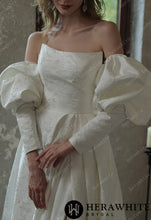 Load image into Gallery viewer, HW3043 HERAWHITE Scoop Neckline Brocade Satin Ballgown With Pockets