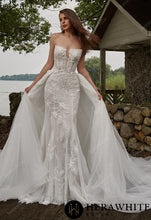 Load image into Gallery viewer, Hera White Bridal HW3429 - Beaded Sequins Lace And Detachable Overskirt Wedding Gown