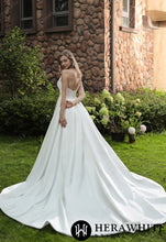 Load image into Gallery viewer, HW3071 HERAWHITE Strapless Silky Satin Wedding Dress With Detachable Overskirt