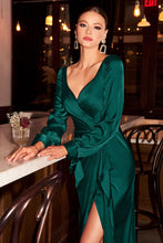 Load image into Gallery viewer, LUXURIOUS LONG SLEEVE SATIN FORMAL GOWN