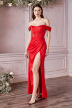 Load image into Gallery viewer, Romantic off the shoulder corset back with perfectly pleated skirt.