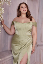 Load image into Gallery viewer, Romantic off the shoulder corset back with perfectly pleated skirt.