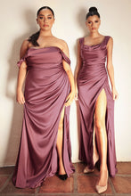 Load image into Gallery viewer, Satin off the shoulder elegantly draped dress