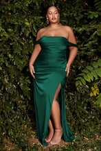 Load image into Gallery viewer, Satin off the shoulder elegantly draped dress
