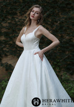 Load image into Gallery viewer, HW3046 HERAWHITE Minimalist Chic Modern Ballgown Wedding Dress With Shoulder Straps
