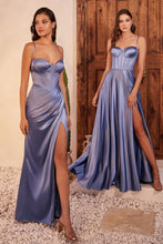 Load image into Gallery viewer, Ladivine 7495 - FITTED SATIN BUSTIER DRAPED GOWN