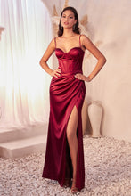 Load image into Gallery viewer, Ladivine 7495 - FITTED SATIN BUSTIER DRAPED GOWN