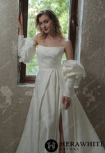 Load image into Gallery viewer, HW3043 HERAWHITE Scoop Neckline Brocade Satin Ballgown With Pockets