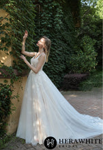 Load image into Gallery viewer, HW3034 HERAWHITE Beaded Sequins Lace And Sexy Split Wedding Dress