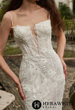 Load image into Gallery viewer, Hera White Bridal HW3429 - Beaded Sequins Lace And Detachable Overskirt Wedding Gown