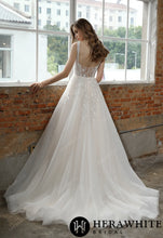 Load image into Gallery viewer, HW3003 HERAWHITE Square Neckline Wedding Dress with Delicate Leafy Lace