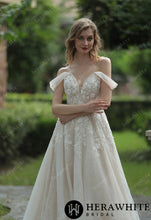 Load image into Gallery viewer, HW3036 HERAWHITE Elegant Floral 3D Lace Wedding Dress With Off-Shoulder Straps