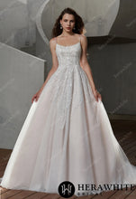 Load image into Gallery viewer, Hera White Bridal HW3306 - Sparkle Scoop Neckline Wedding Gown with Spaghetti Straps
