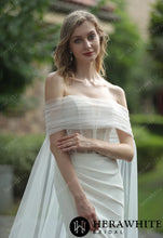 Load image into Gallery viewer, HW3074 HERAWHITE Plunging V-neck Beaded Crepe Fit And Flare Wedding Dress
