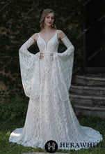 Load image into Gallery viewer, HW3044 HERAWHITE Summer Boho Lace Wedding Dress With Spaghetti Straps