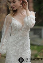 Load image into Gallery viewer, HW3051 HERAWHITE Classic V-Neck Allover Lace Fit And Flare Wedding Dress