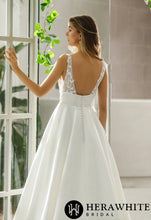 Load image into Gallery viewer, HW2515 HERAWHITE In Stock/ Illusion Bodice Satin A-line Bridal Gown With Pockets