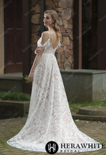 Load image into Gallery viewer, HW3050 HERAWHITE Beach Bohemian Lace Wedding Dress With Plunging V-Neckline