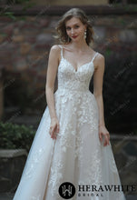 Load image into Gallery viewer, HW3070 HERAWHITE Ethereal A-Line Wedding Dress With Frosted Flower Lace
