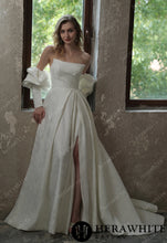 Load image into Gallery viewer, HW3043 HERAWHITE Scoop Neckline Brocade Satin Ballgown With Pockets