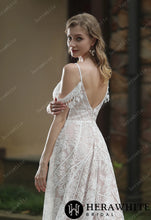 Load image into Gallery viewer, HW3050 HERAWHITE Beach Bohemian Lace Wedding Dress With Plunging V-Neckline