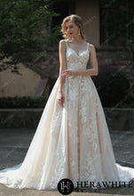 Load image into Gallery viewer, HW3070 HERAWHITE Ethereal A-Line Wedding Dress With Frosted Flower Lace