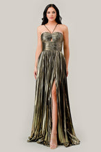 Load image into Gallery viewer, Ladivine C153 - HALTER PLEATED METALLIC A-LINE GOWN