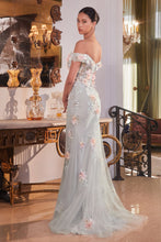 Load image into Gallery viewer, Ladivine CD005 - OFF THE SHOULDER FLORAL APPLIQUE GOWN