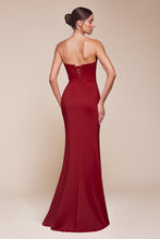 Load image into Gallery viewer, Ladivine CD355 Chiffon Strapless Slit Gown