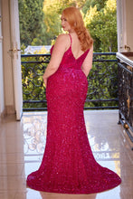 Load image into Gallery viewer, Ladivine CD840 - Fitted Applique Sequin Sleeveless Slit Gown