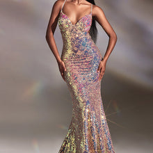 Load image into Gallery viewer, FITTED IRRIDESCENT SEQUIN GOWN - Ladivine CD880