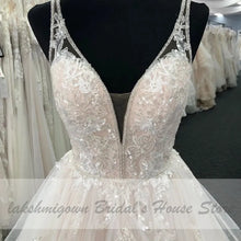 Load image into Gallery viewer, Natural waist A-line layered organza ball gown