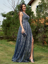 Load image into Gallery viewer, Luxury V-neck Metallic Floor Length Evening Gown - Oh My LLC Private Collection 3000AE7258
