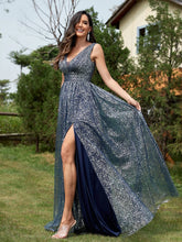Load image into Gallery viewer, Luxury V-neck Metallic Floor Length Evening Gown - Oh My LLC Private Collection 3000AE7258