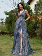 Load image into Gallery viewer, Luxury V-neck Metallic Floor Length Evening Gown - Oh My LLC Private Collection 3000AE7258