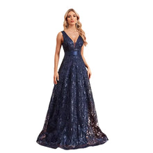 Load image into Gallery viewer, Elegant sparkling floral print A Line gown - Oh MY LLC Private Label 30009SN2344AE -